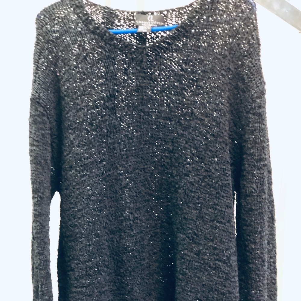 black silk tunic sweater